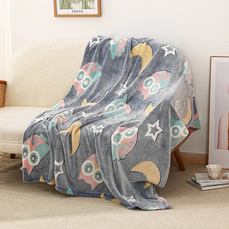 New spacecra Glow in The Dark Blanket Unicorn Gift for Kid Birthday Bedroom Decor Unicorns Toys Soft Cozy Luminous Throw Blanket