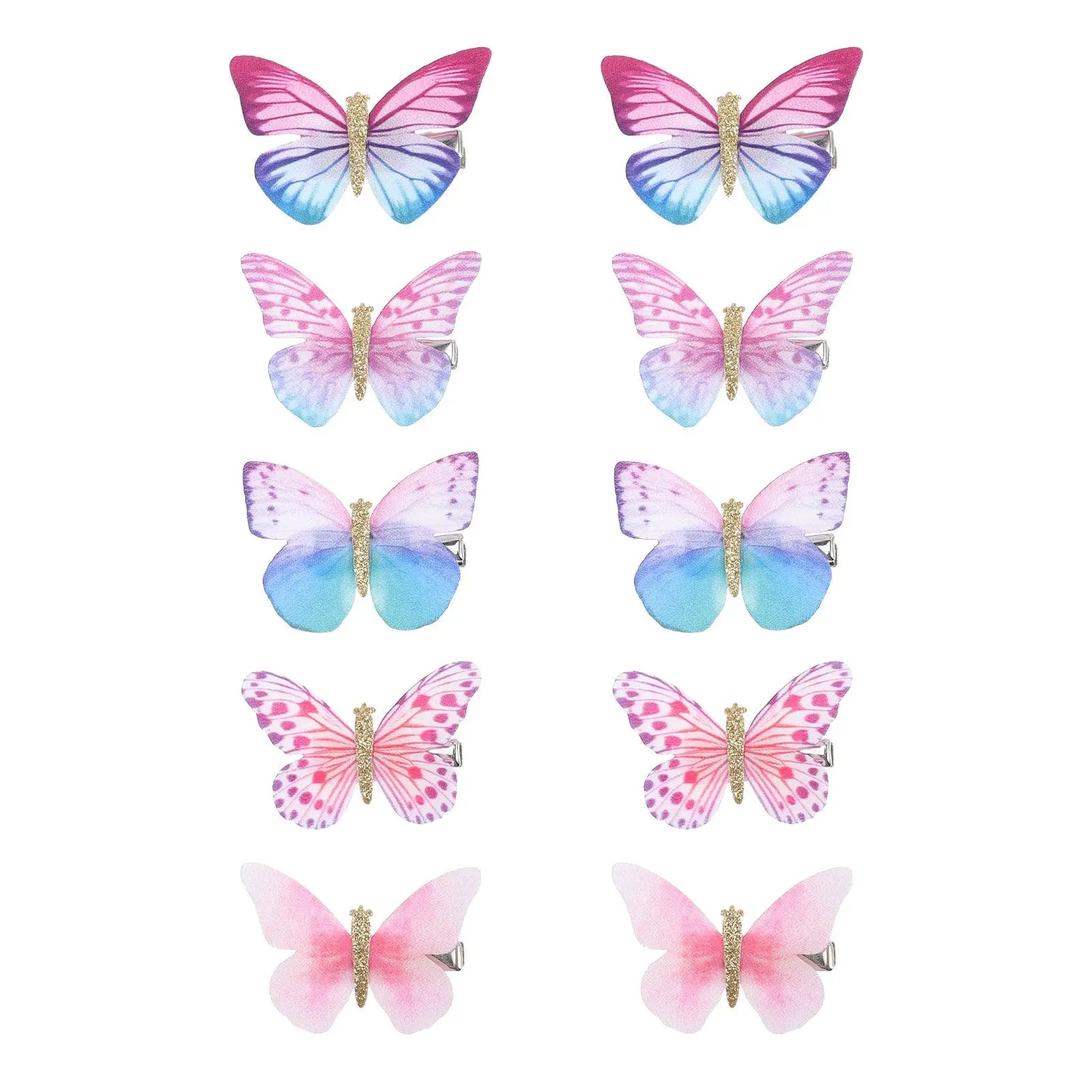 10 Pcs Butterfly Hair Clip Charm Hairpins Girls Catchers Hairdressing Clips Polyester Kids Decor