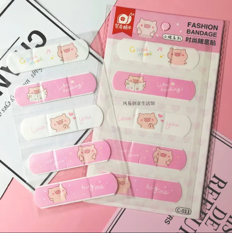 5pcs Cute Cartoon Waterproof Breathable Bandages for Girls Anti Blister Ins Style Adhesive Wound Care Plasters Baby Bandage