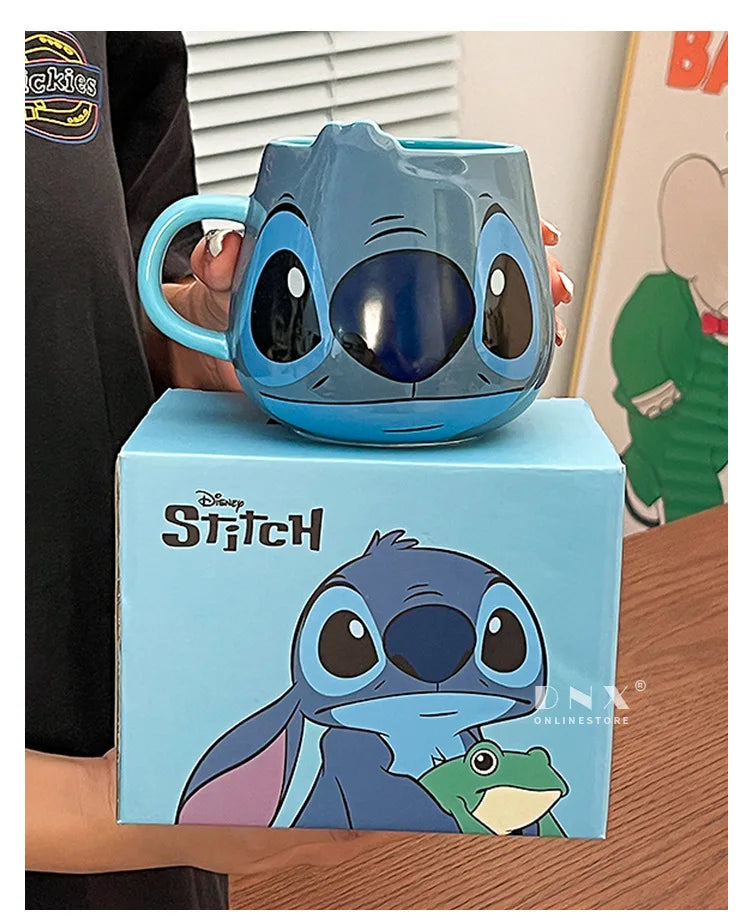 Miniso Stitch Coffee Cup Cartoon Mug Ceramic Cup Kawaii Home Furnishings Milk Cup Cute Holiday Birthday Gifts for Boys and Girls