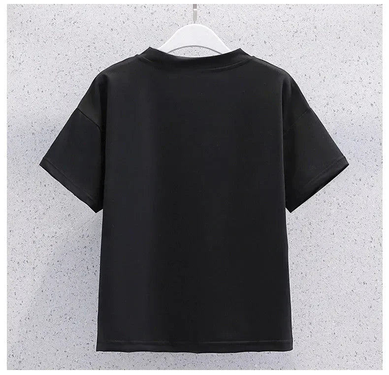 Sanrio Kuromi Kawaii Girls College Style T-shirt Skirt Suit Summer Clothes New Girl Suit Children's Clothes Style Pleated Skirt