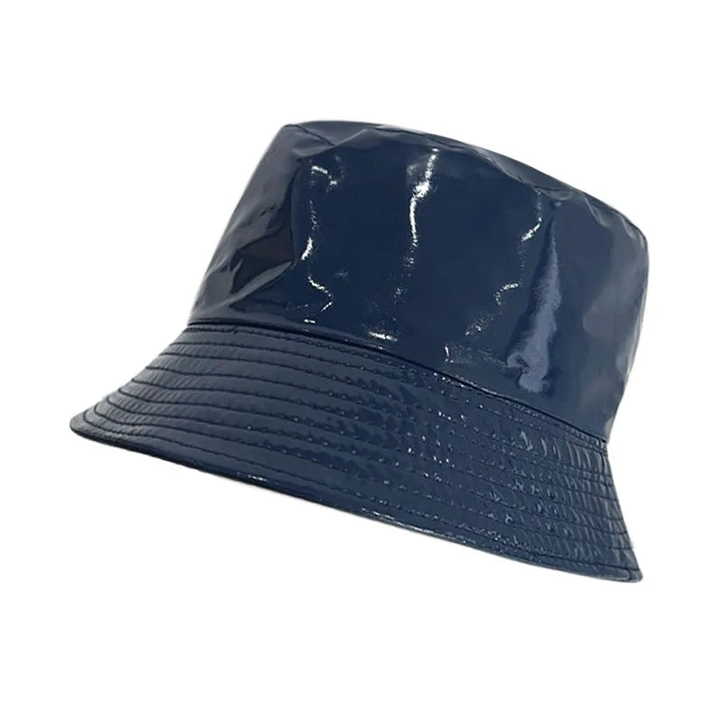 2023 Fashion Bucket Hat Women Girls Leather Solid Panama Caps Men Hiking Hat Fishing Cap Foldable Hip-Hop Street Waterproof Hat
