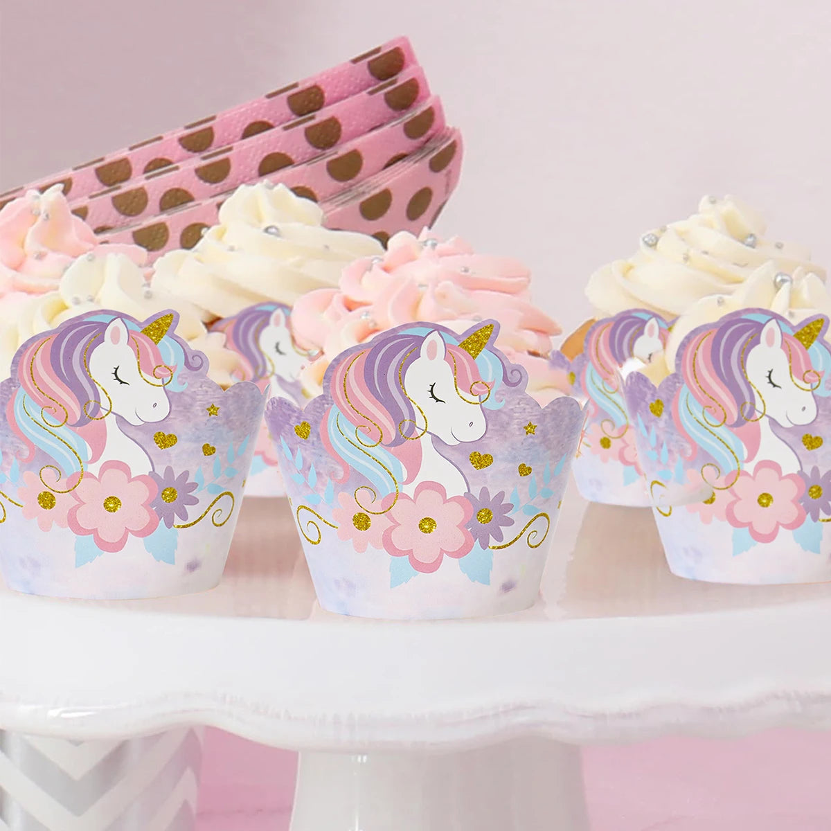 6pcs Rainbow Unicorn Cupcake Wrappers Cake Container Unicorn Birthday Party Cake Decorations Baby Shower Unicorn Party Supplies