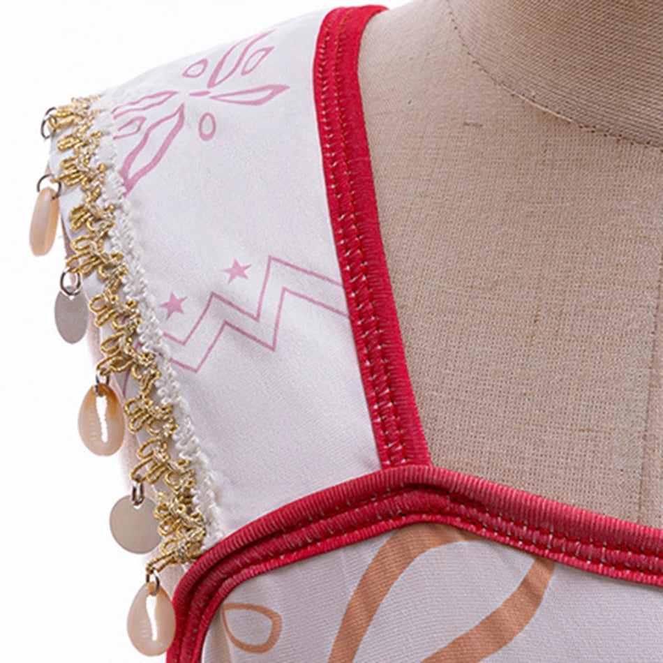 New Movie Moana 2 Dress Girls Cosplay Vaiana Princess Costume Girls One-Shoulder Suspender Dress Accessories Set