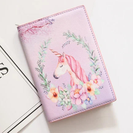 Cute Unicorn Girls Travel Abroad Passport Protection Set Waterproof  Passport Holder Card Wallet