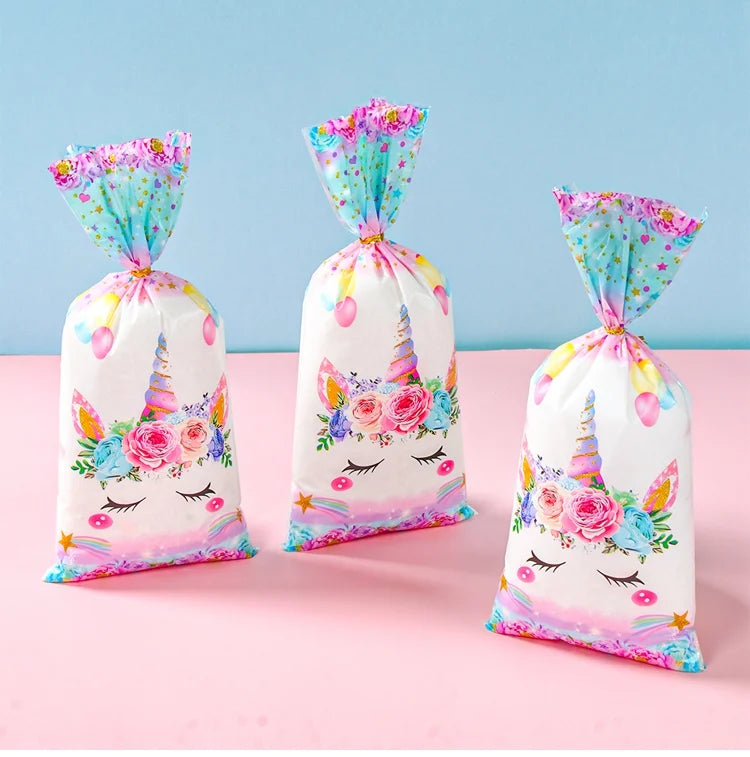 25/50/100pcs Unicorn Candy Bags Gift Packing Bags Birthday Party Decor Gift Bag for Guest Girl Birthday Supplies Baby Shower