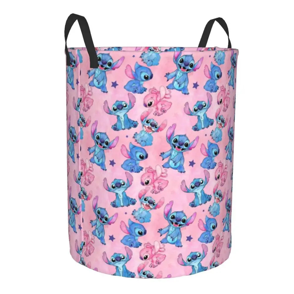 Customized SLilo And Stitch Cartoon Laundry Hamper Large Storage Basket Anime Kids Nursery Toy Organizer