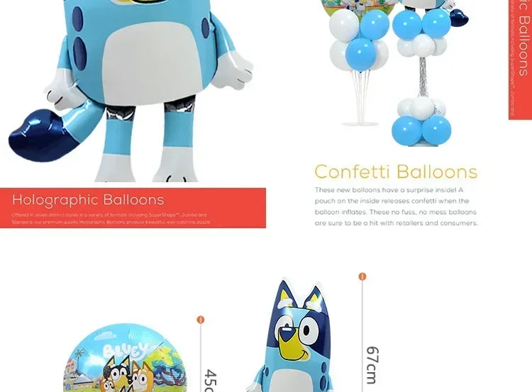 DIY Bluey Bingo Foil Balloon Set Blueys Family Balloons Girls Boys Cartoon Balloons Baby Shower Birthday Gifts Party Decor