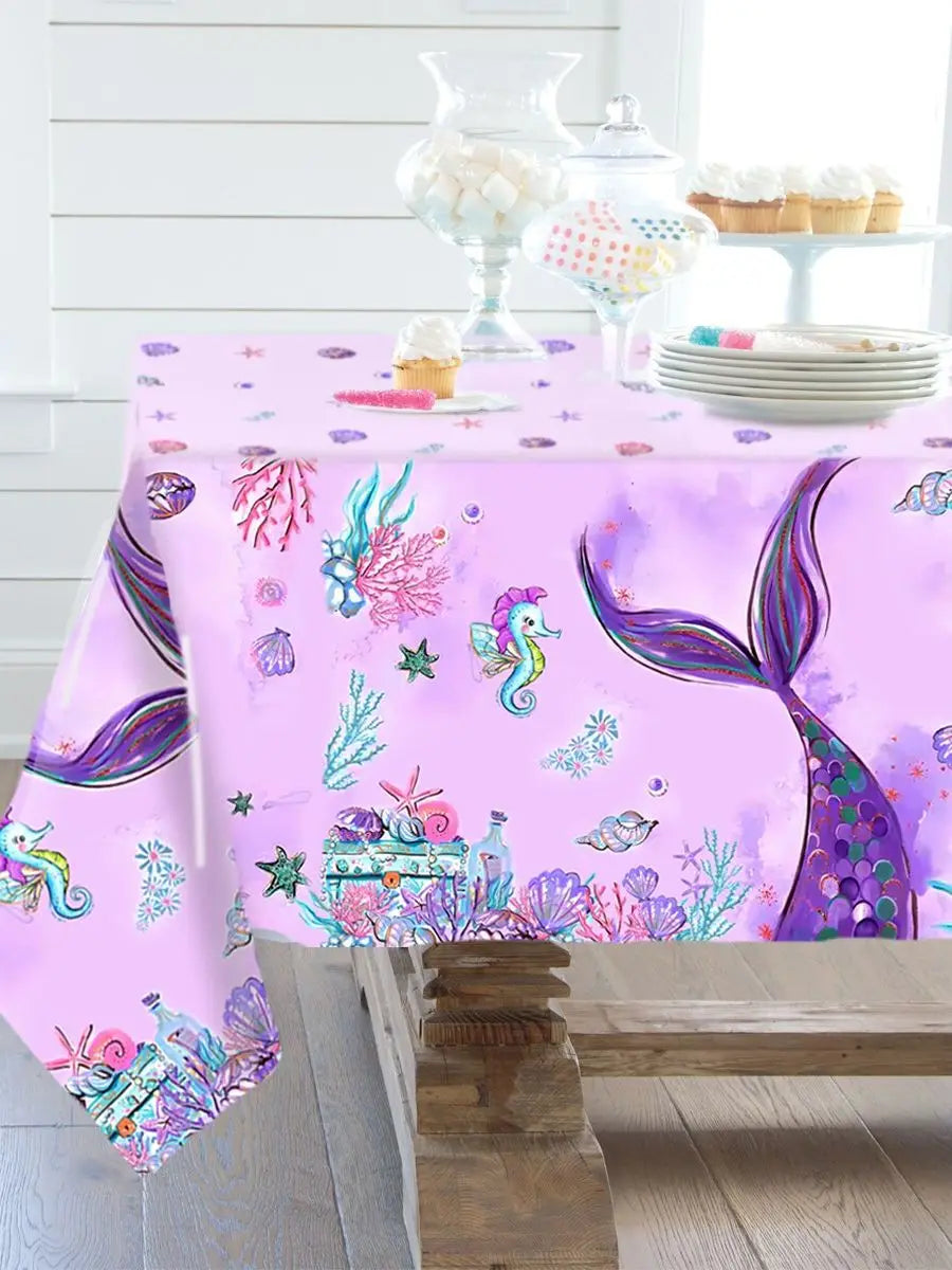 Little Mermaid Disposable Tablecloths Mermaid Birthday Party Decor 1st Birthday Girl Under the Sea Party Supplies Baby Shower