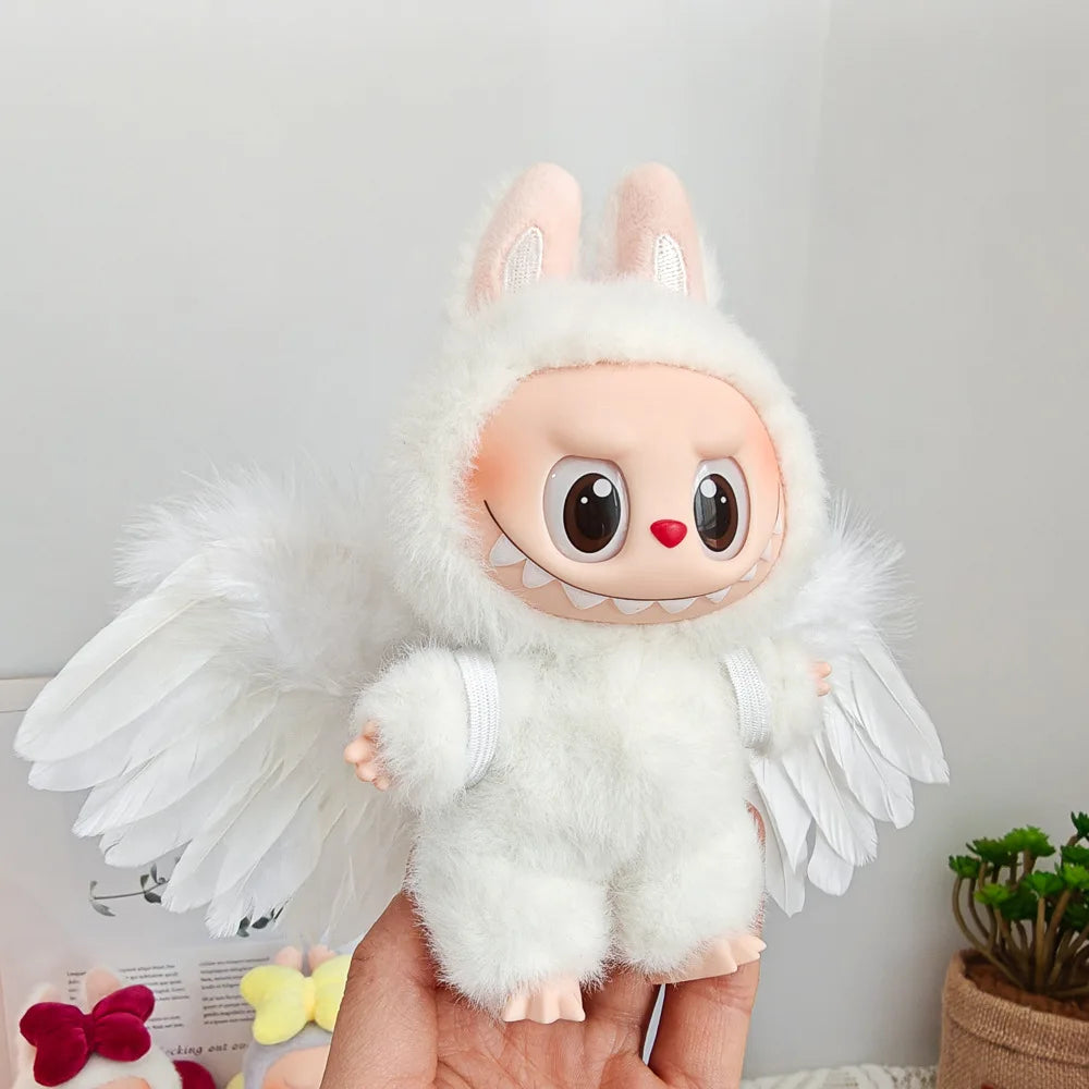 Doll Clothes Outfit Accessories for 15-17cm Labubu Black White Angel Feather Wings DIY Mini Dolls Clothing Girl Gift