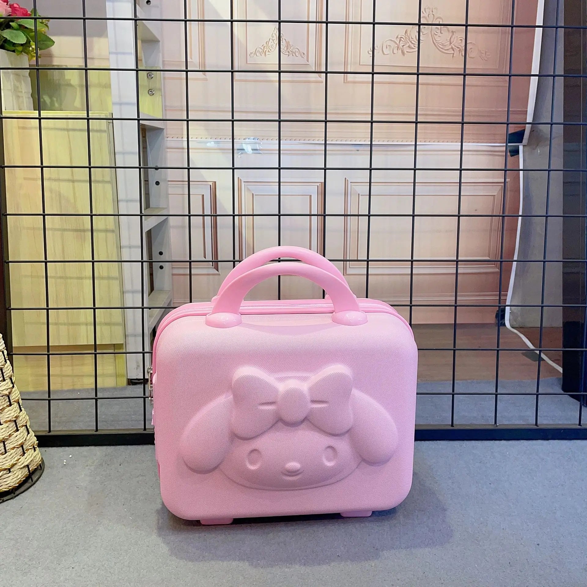 Kawaii 14 Inches Hello Kitty Cosmetic Case Sanrioed Anime Suitcase High Capacity with Lock Storage Bag Girl High End Gift Travel