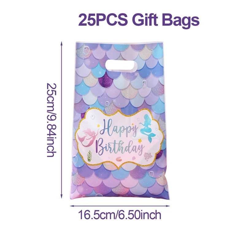 Mermaid Tote Bag Under The Sea Theme Little Mermaid Happy One Birthday Party Decorations Kids Candy Cookie Handbag Baby Shower