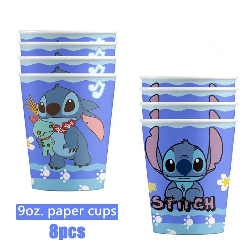 Lilo Stitch Party Supplies Paper Cup Plate Balloon Tablecloth Cake Toppers For Kid Boy Birthday Party Decoration Baby Shower