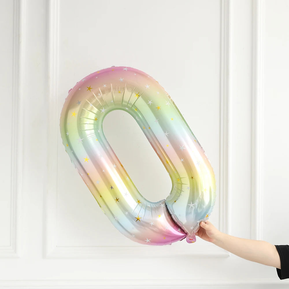 Large Rainbow Unicorn Helium Balloons 40inch Number Foil Balloons Unicorn Theme Birthday Girl Boy Party Decoration Baby Shower
