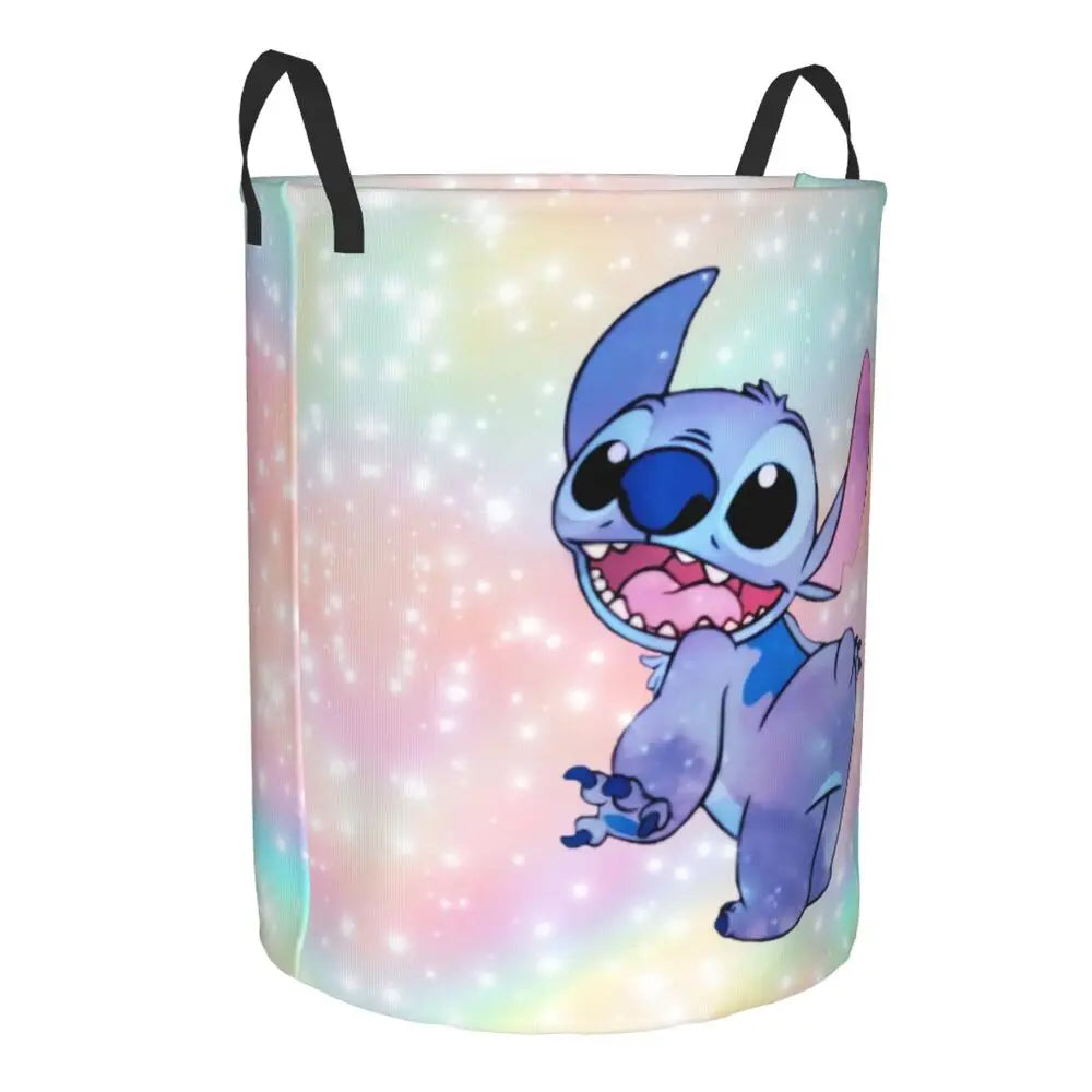 Custom I Love Stitch Laundry Basket Collapsible Toy Clothes Hamper Storage Bin for Kids Nursery
