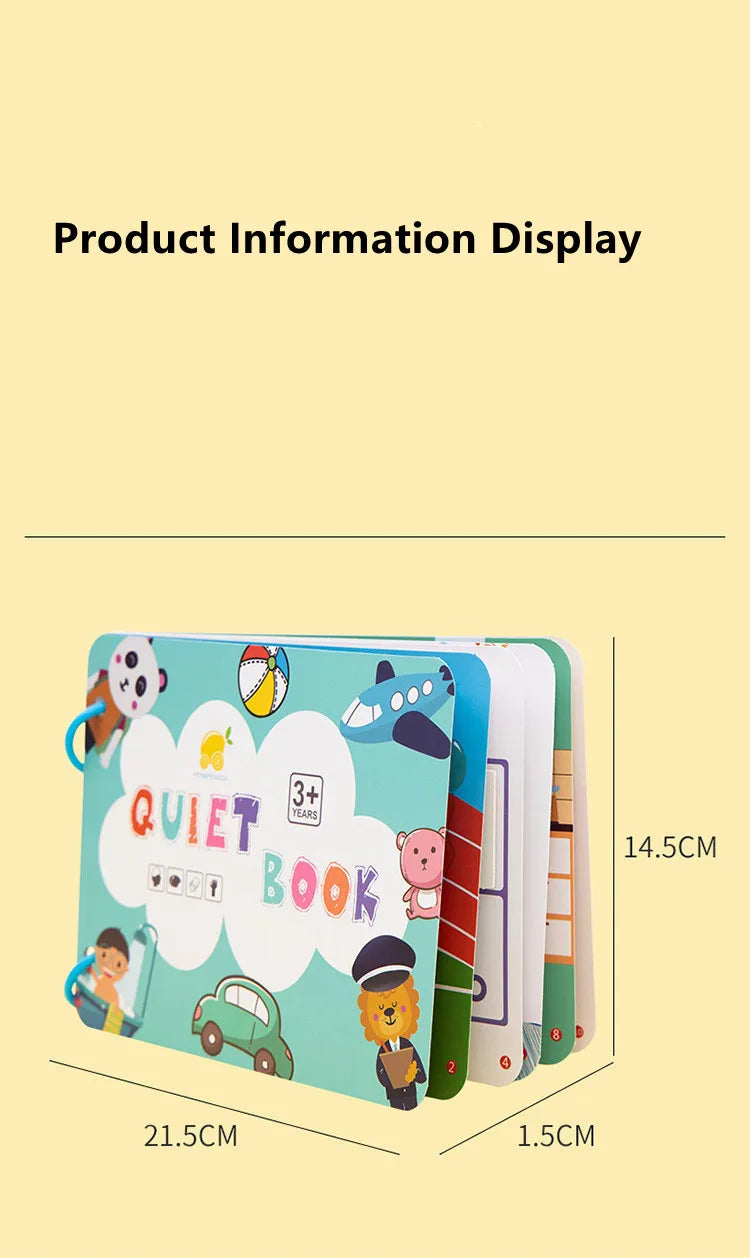 Quiet Book Educational Activity Toys Kids Repeatedly Busy Card Paste Matching Puzzle Books Cognition Baby Montessori Game