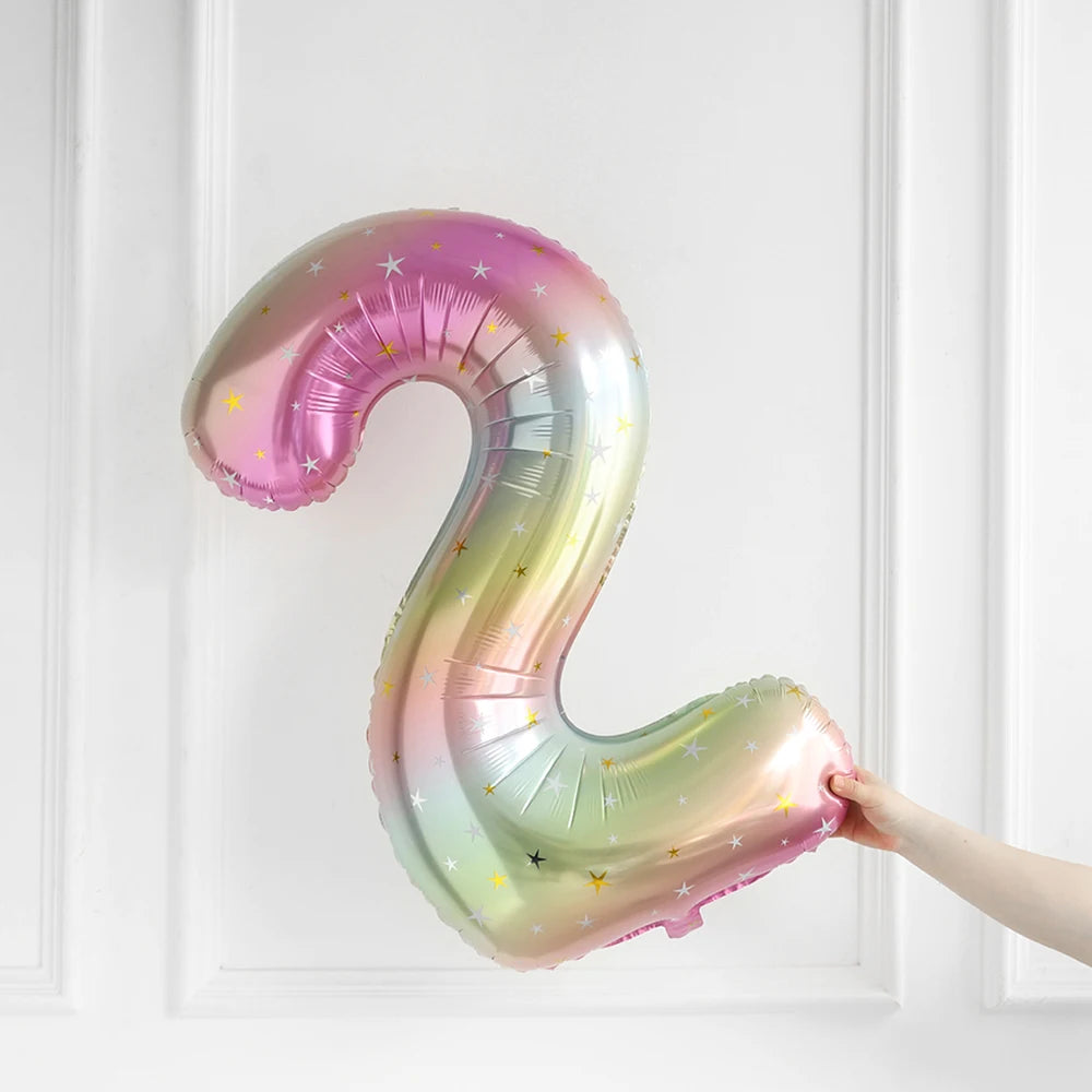 Large Rainbow Unicorn Helium Balloons 40inch Number Foil Balloons Unicorn Theme Birthday Girl Boy Party Decoration Baby Shower