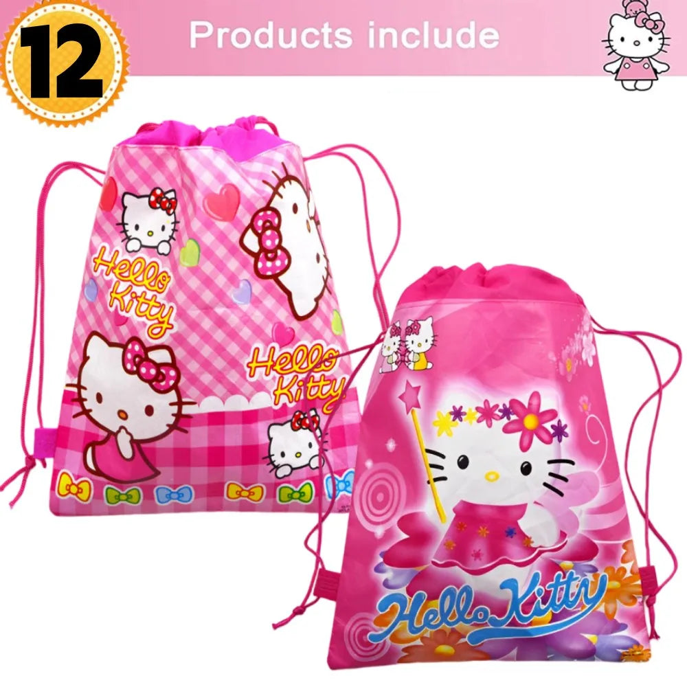 Hello Kitty Birthday Party Decoration Children's Theme Paper Cup Plate Napkin Balloon Baby Shower Kids Girls Party Gift Toys Set