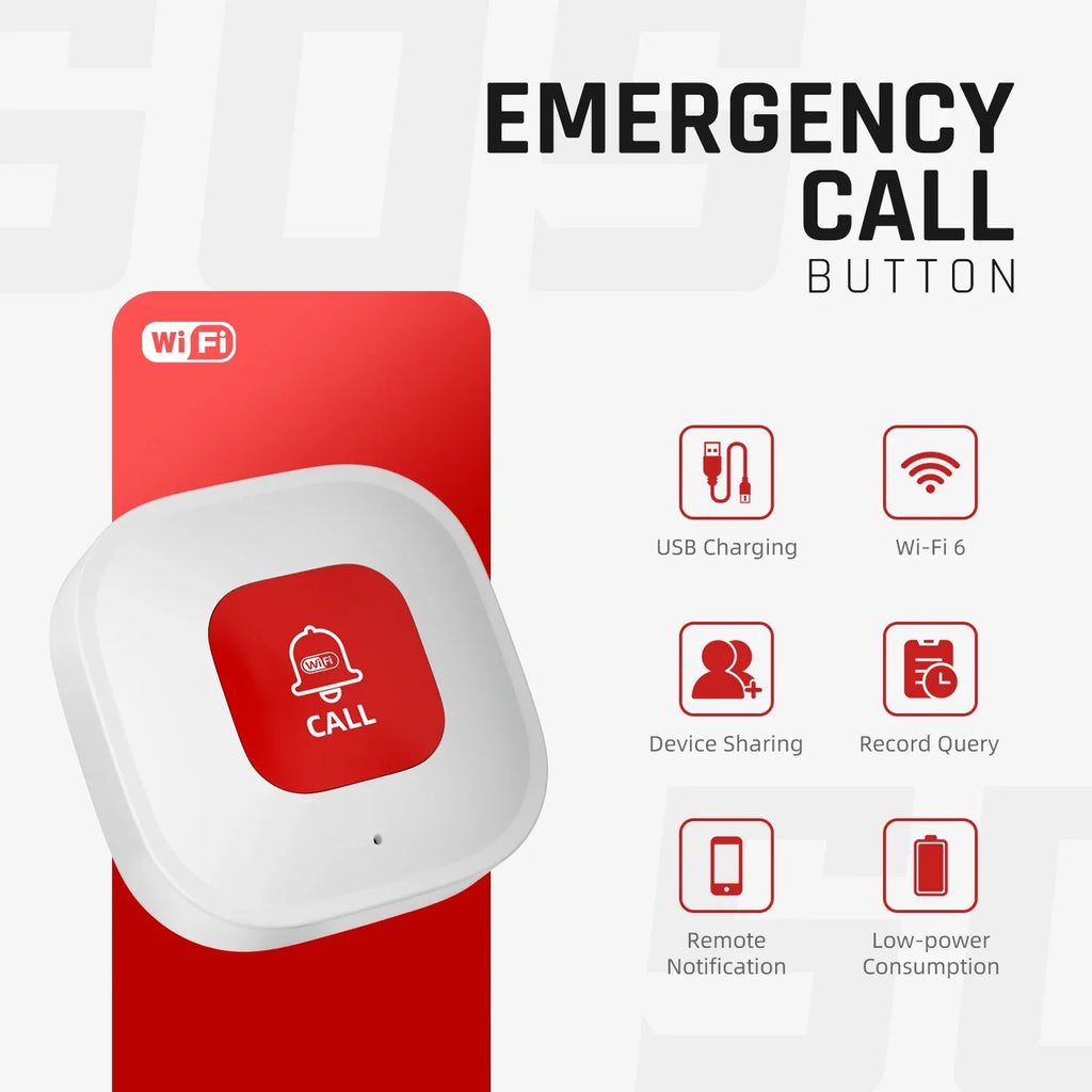 TUYA Smart SOS Emergency Call Button WiFi Caregiver Pager Phone Alert Transmitter Emergency Call Button for Kids Elderly Patient