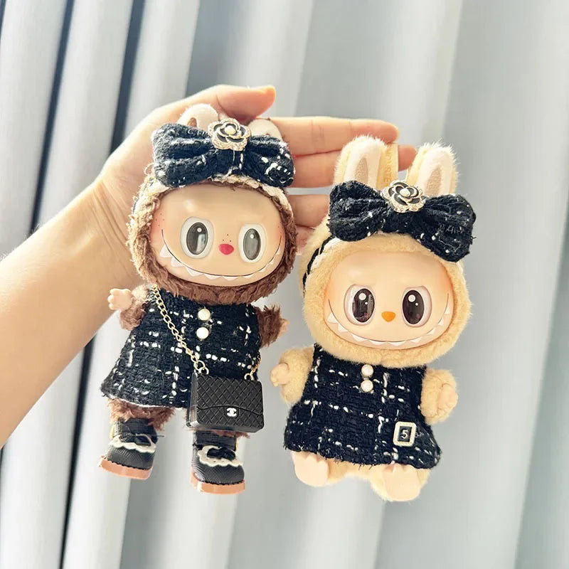 Cute 17cm Labubu Idol Doll Outfit Camellia Dress Bag Shoes Set The Monster Sitting Party Collection Mini DIY