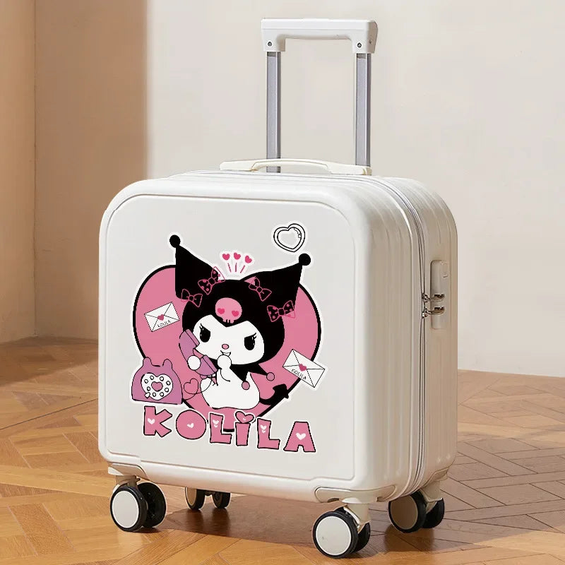 Sanrios Student Travel Cartoon 18 Inches Suitcase Cinnamoroll Girl Carry-On Suitcase Mute Universal Wheel Safety Password Lock