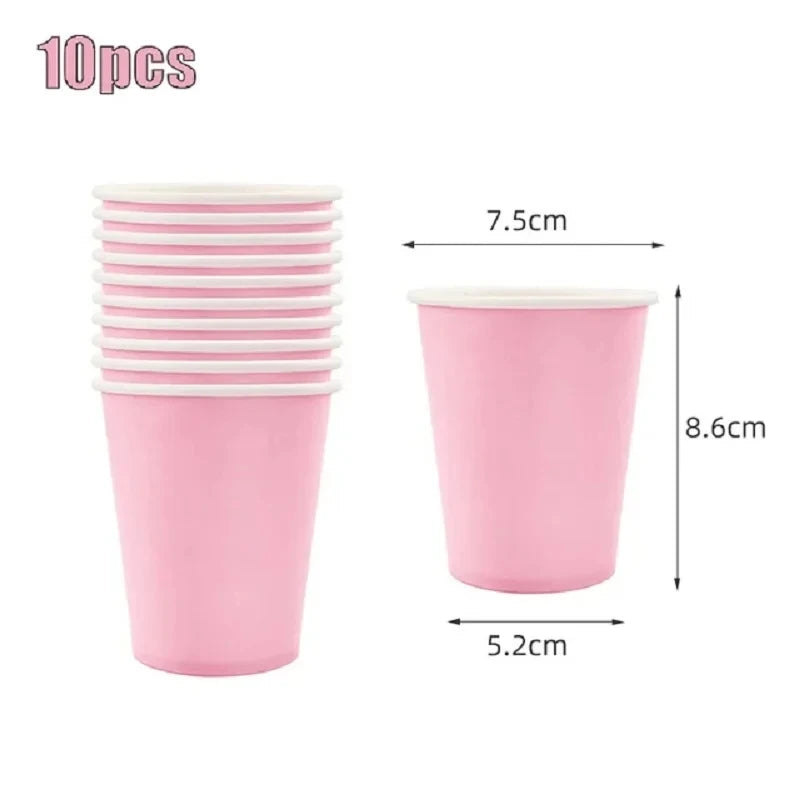 Solid Color Party Set Light Pink Tableware Paper Cup Paper Plate Tablecloth Wedding Birthday Bride Party Supplies Decorations