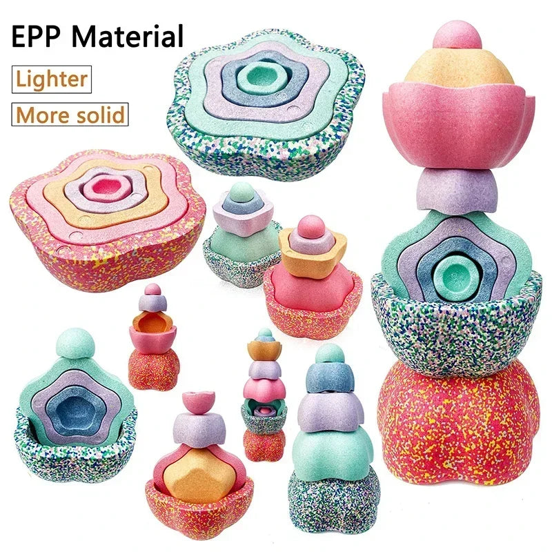 Children's Balance Training Foam Step Sensory Tube Assisted Outdoor Games Stacking Stones Flower Balance Sports Baby Toys Gifts