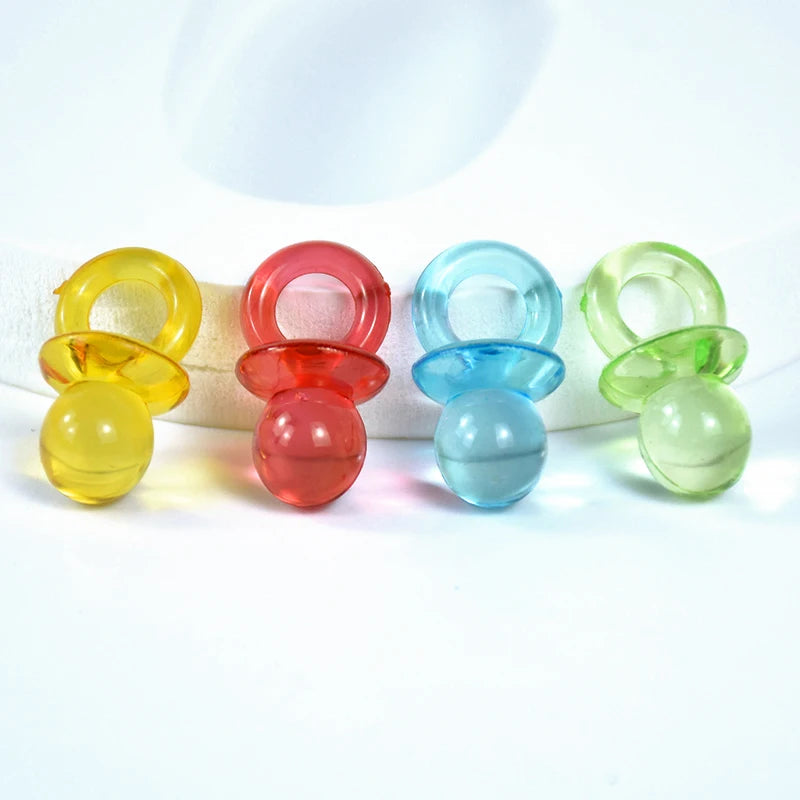50pcs Mini Acrylic Blue Pink Pacifier Nipple Gender Reveal Table Scatter for Baby Shower Kids Birthday Party Decoration Supplies