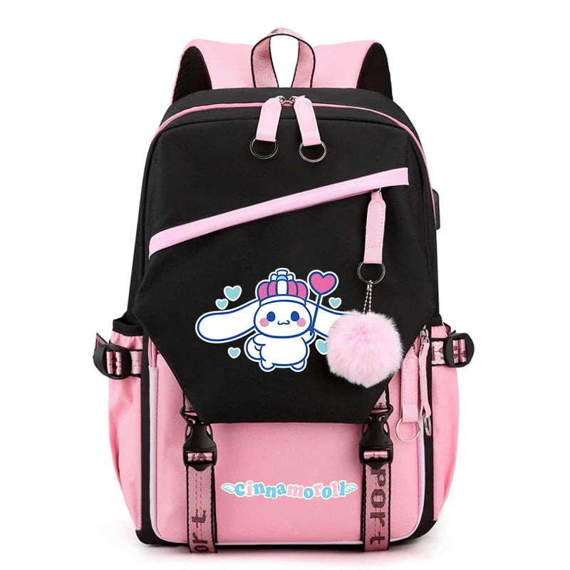 Sanrio Kuromi Cinnamoroll Backpack Teenager Student Rucksack Girl Boy Kids Anime Knapsack Women Cute Cartoon Bag Travel Mochilas