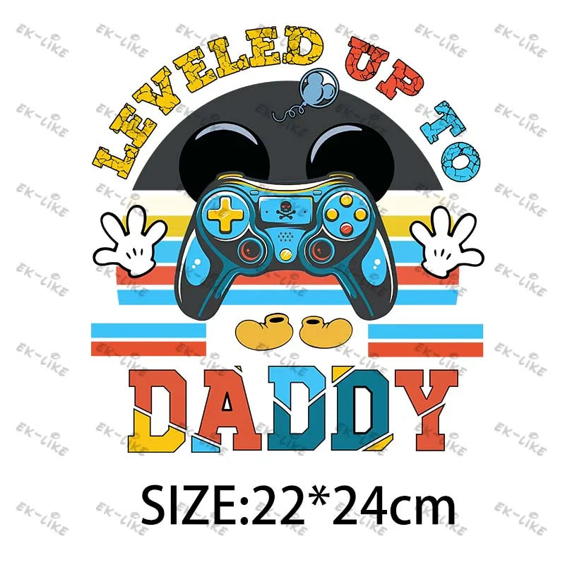Dad Squad King Lion Toy Story Mickey Stitch Happy Father's Day Iron on Picture on Clothes Strong viscosity Diy Craft