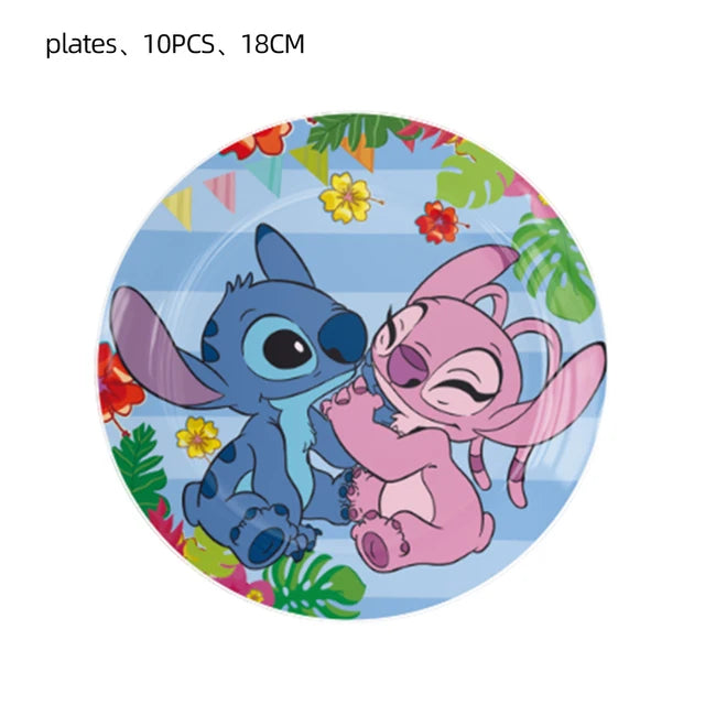 Lilo Stitch Birthday Party Decorations Disposable Tableware Include Plate Tablecloth Banner Balloon For Kid Baby Shower Supplies