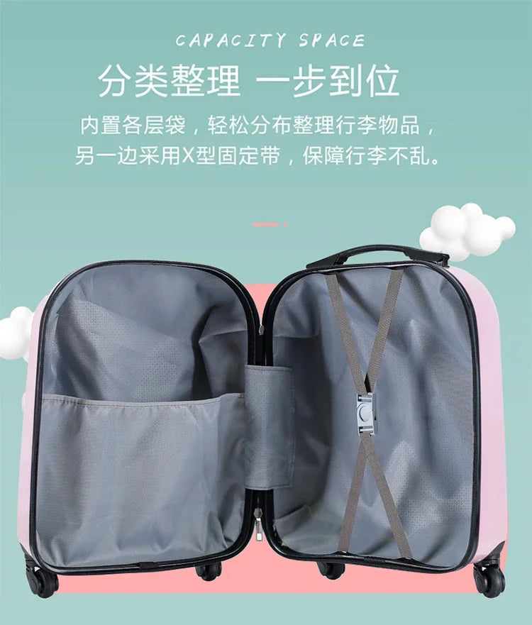 XQ kids travel suitcase 18-inch carry ons luggage trolley case for girls boys gift cabin rolling luggage spinner cute Cartoon
