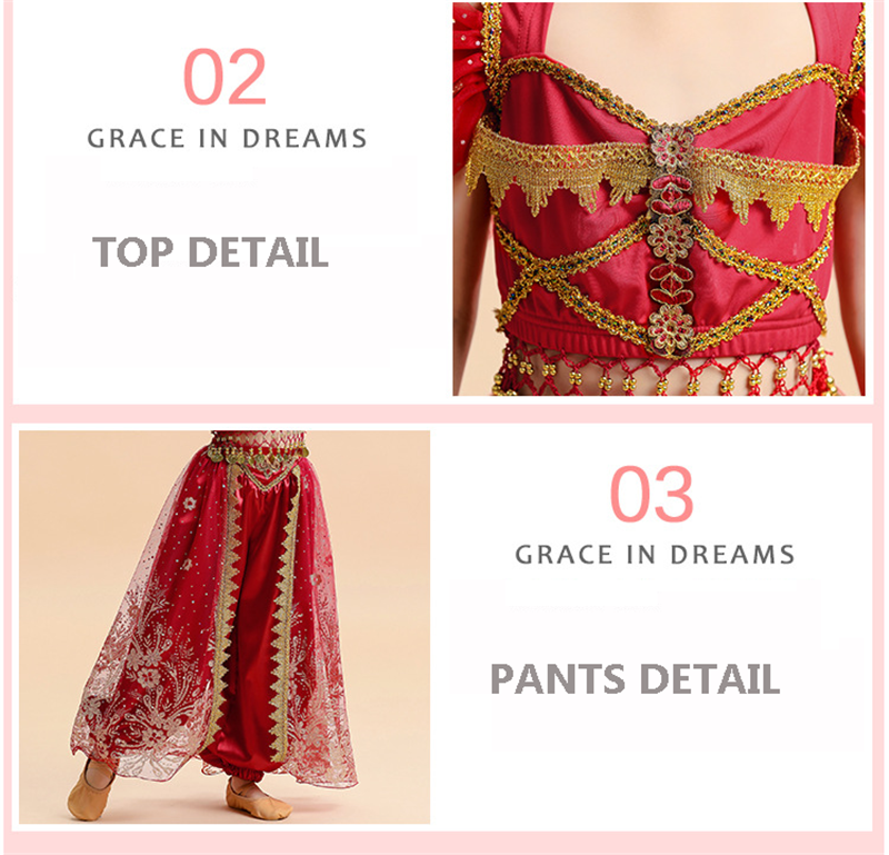  Kids India Princess Belly Dance Set Oriental Indian Dance Sari Girl Performance Costume Bollywood Children Stage Outfit