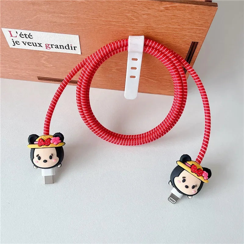 New Cartoon Charger Cable Protector for IPhone 15 14 13 12 18W 20W Charger Protection Cover Stitch Data Line Winder Protective