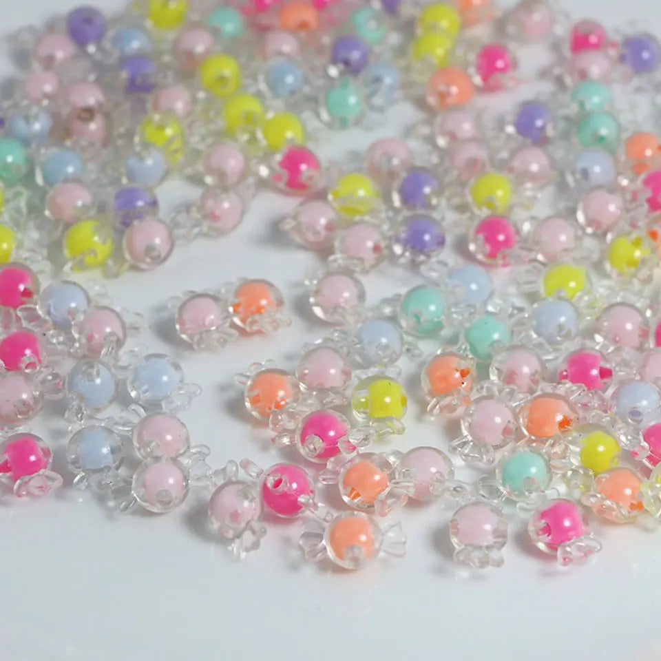 Transparent Candy Beads In Beads For Jewelry Making DIY Kids Hair Accessories Phone Chain Keychain Bracelet Pet Necklace Charms