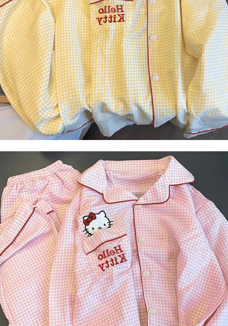 New Anime Sanrio Short Pajamas Hello Kitty Kuromi Kawaii Cartoon Loose Sleepwear Pajamas Sets Short Clothes Girl Birthday Gifts