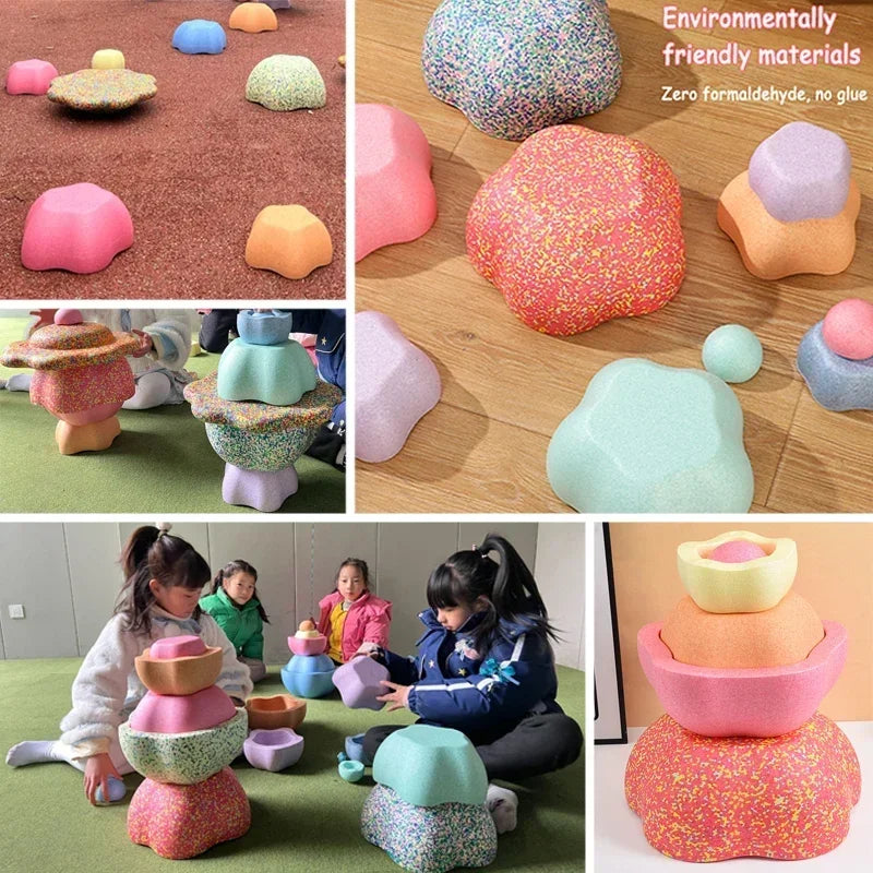 Children's Balance Training Foam Step Sensory Tube Assisted Outdoor Games Stacking Stones Flower Balance Sports Baby Toys Gifts