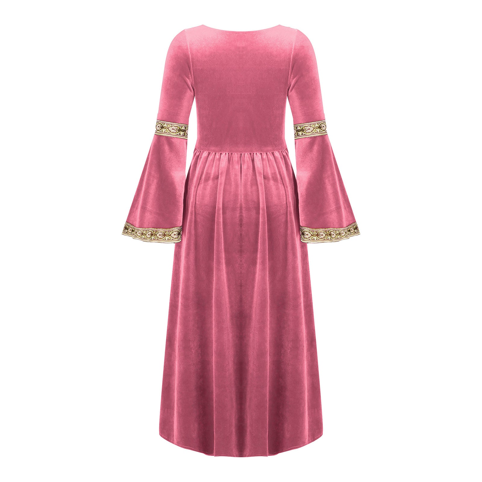 Kids Girls Medieval Renaissance Princess Costume Velvet Long Flare Sleeve Vintage Dress Gown Carnival Party Cosplay Dress Up