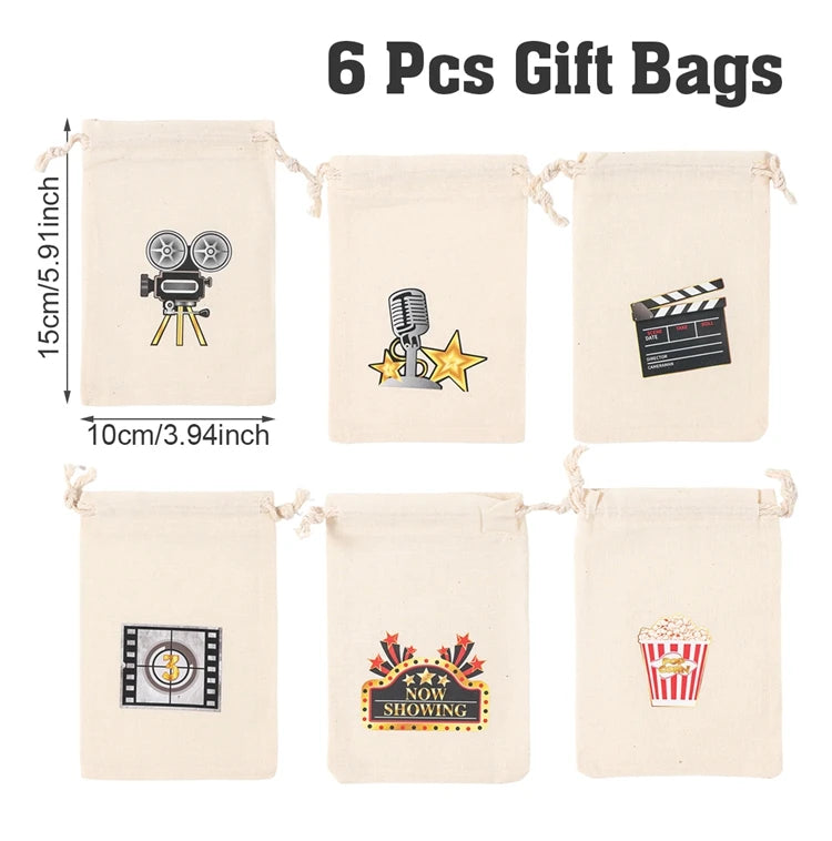 6pcs Animal Dinosaur Unicorn Cotton Linen Gift Bags Birthday Party Decor Kids Wedding Party Favor Bag Baby Shower Gift Bag