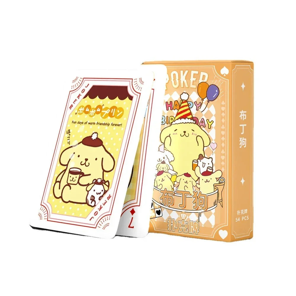 Kawaii Sanrio Poker Playing Cards Board Games Cartoon Hello Kitty Kuromi Cinnamoroll Melody Pompompurin Kids Toys Deck Card Gift