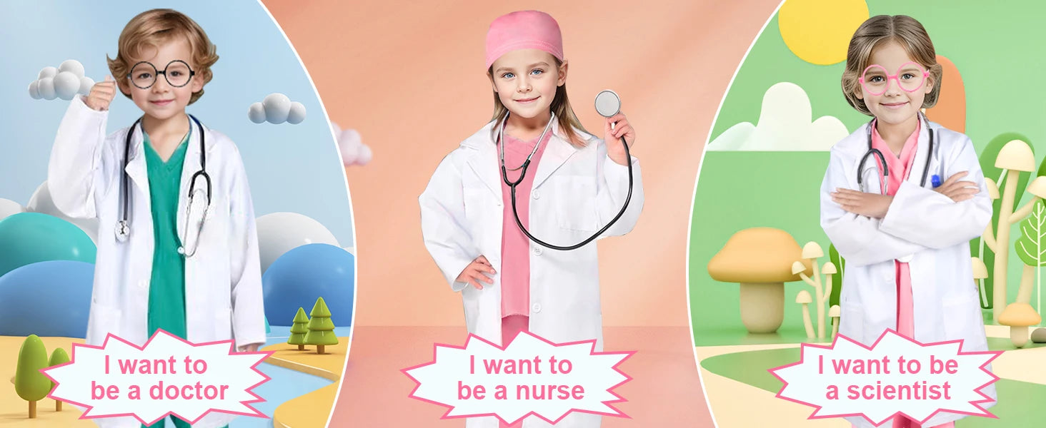 Boys Girls Simulation Doctor Nurse Work Uniform Cross with Toys Sets Kids Clothes Toddler Christmas Xmas Role Play Costum Party