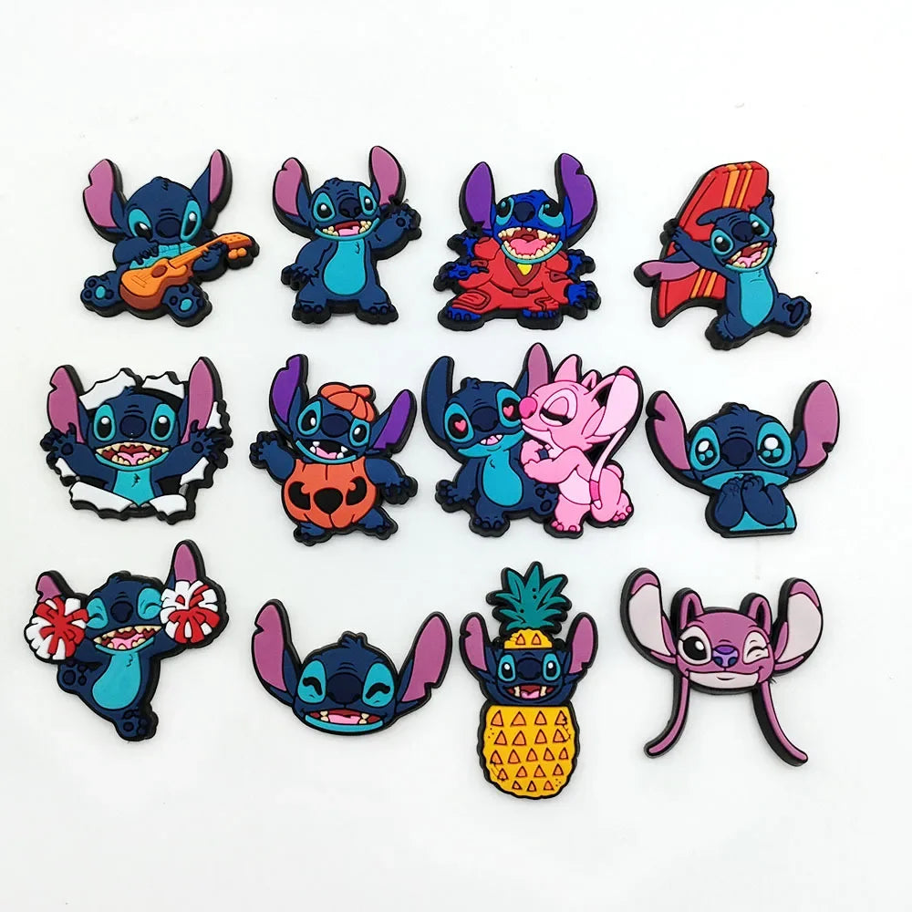 12pcs Stitch Collection Shoe Charms for Crocs DIY Shoe Decorations Accessories Shoe Sandal Decorate for Kids Party Gift