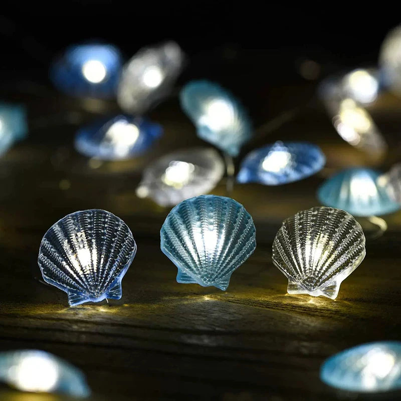 2m 20LED Seashell Starfish String Lights Ocean Theme Party Fairy Light Mermaid Birthday Party Decorations Girl Baby Shower favor