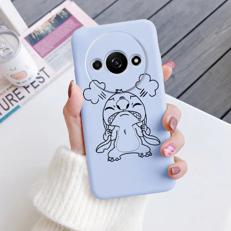 For Redmi A3 Phone Case Soft Silicone Shockproof Super cute Stitch Love?Cover For Xiaomi Redmi A3 Shell RedmiA3 A 3 Bumper Shell