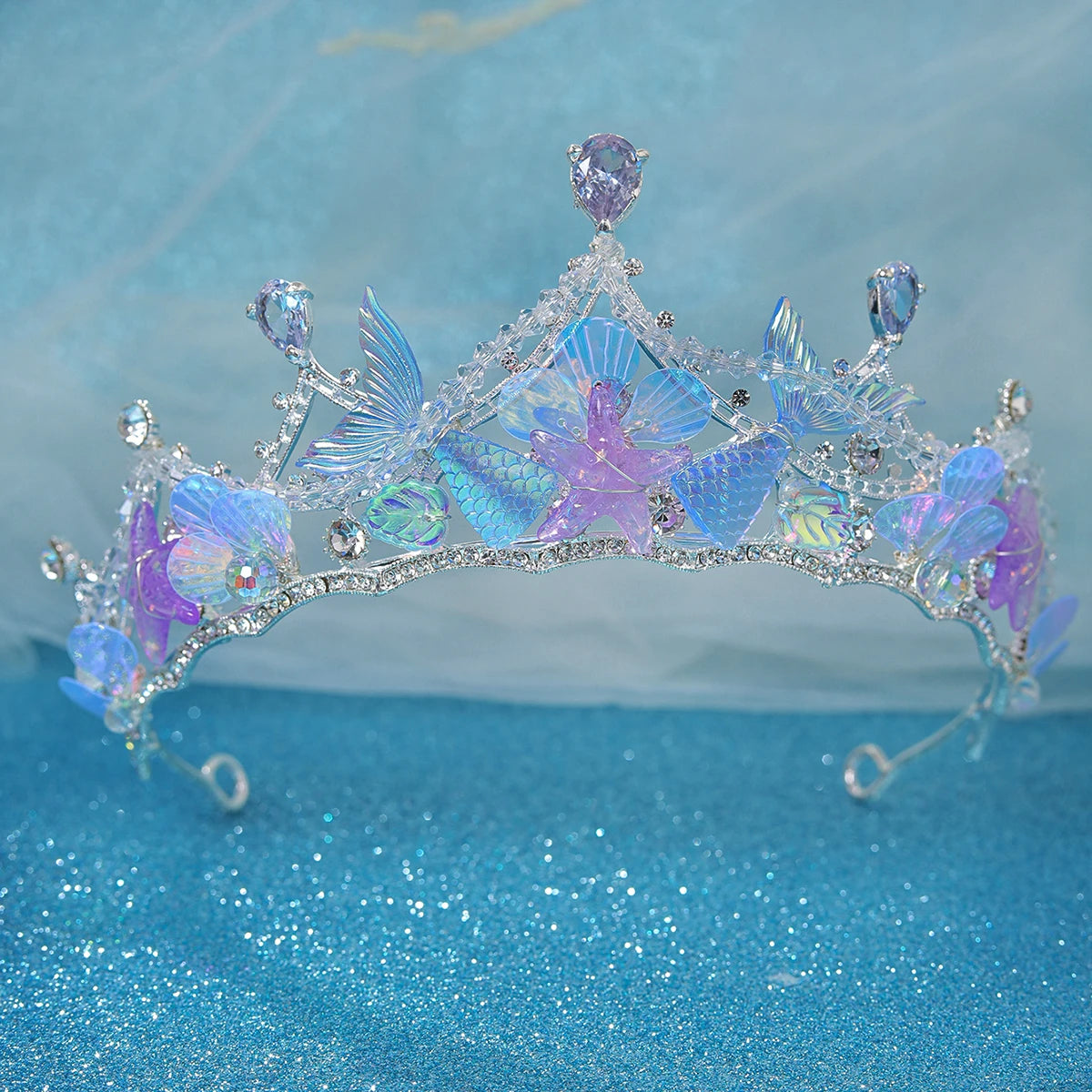 Colored seashells Party Crown Headband Mermaid Tail Hat Photo Props for Girl Birthday Party Mermaid Hair Accessories