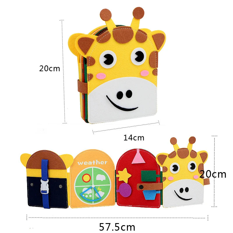 Montessori Toys Busy Book for Kids Color Shape Animal Cognition Early Education Toys Giraffe Quiet Book Fine Motor Toys