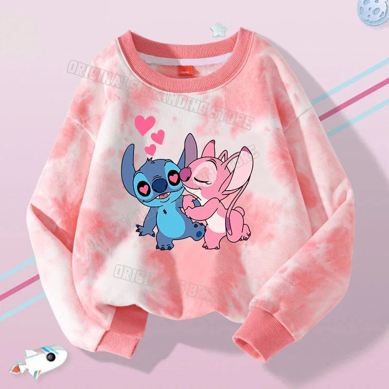 Stitch Tops Sweaters Children Baby Long Sleeve Casual Clothes Boy Girl Sweatshirt Kids Clothing Fall Hood Sweat Shirts Clothes