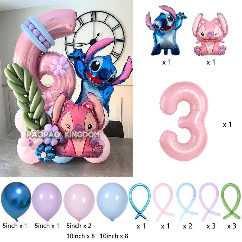 Lilo & Stitch Party Balloons Stitch Number Balloon Garland Arch Kit Baby Shower Birthday Party Decor Kids Toy Gift