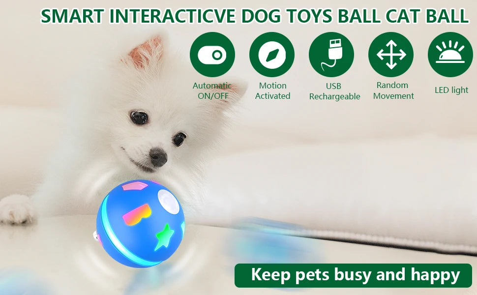 ATUBAN Interactive Dog Toys Ball-Fun Moving Dog Toys to Keep Them Busy Smart Automatic Active Rolling Ball for Dogs for Boredom