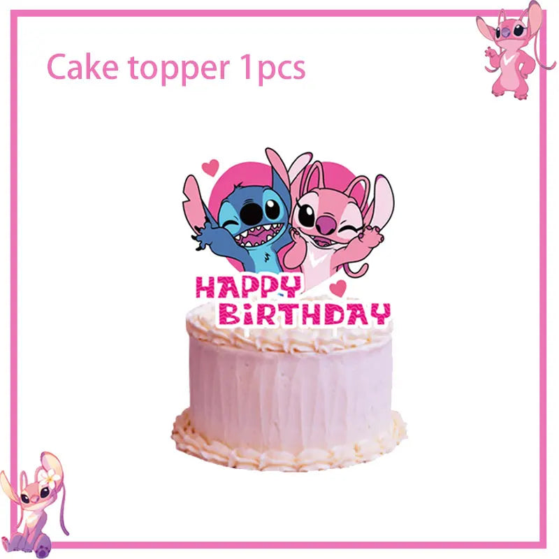 Pink Lilo Stitch Birthday Party Decoration Stitch And Angel Birthday Party Decorations Tableware Plates Balloons Girls Toy Gifts